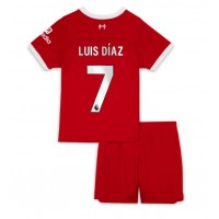 Billiga Liverpool Luis Diaz #7 Barnkläder Hemma fotbollskläder till baby 2023-24 Kortärmad (+ Korta byxor)
